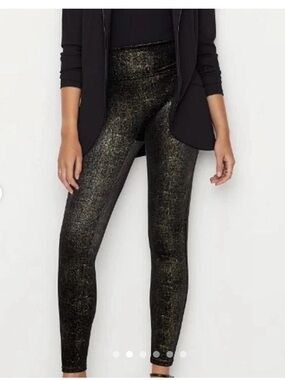Spanx High-Waist Metallic Black Leggings size medium- like new